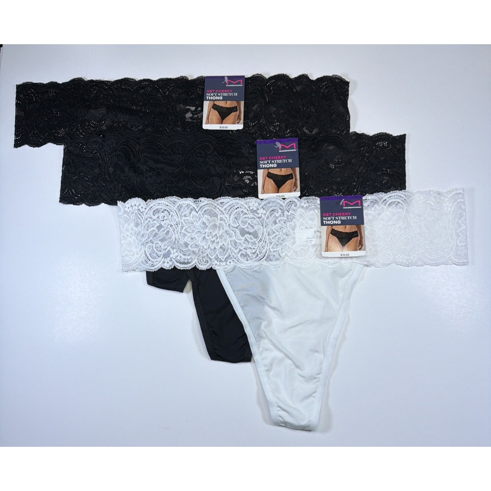Maidenform Luxurious Lace Thong Size 2XL/9 DMESLT 3 Pack Mid Rise NEW